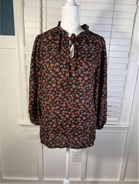 CeCe Medium Floral Print Long Sleeve Blouse